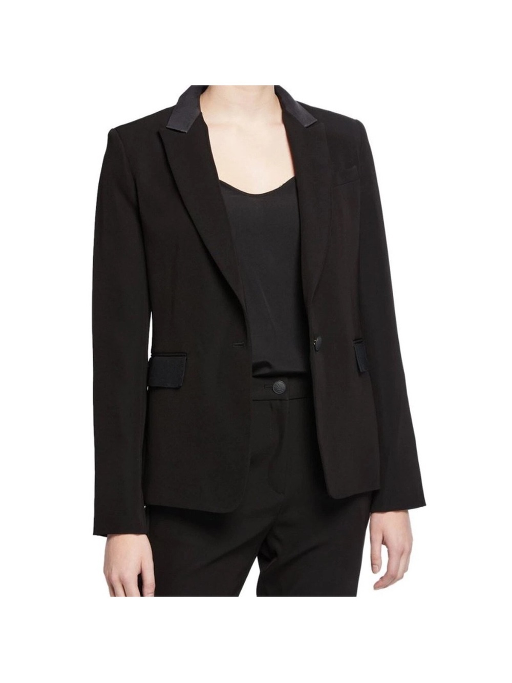 New Rag & Bone rylie crepe blazer black one button wool blend size 12